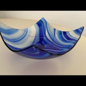 COPY - Vintage Glass Blue Wave Dish